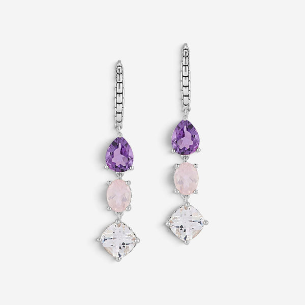 JAI Sterling Silver Multi-Gemstone Dangle Earrings JJH1021E-ICE