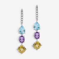JAI Sterling Silver Multi-Gemstone Dangle Earrings JJH1021E-SEA