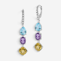 JAI Sterling Silver Multi-Gemstone Dangle Earrings JJH1021E-SEA