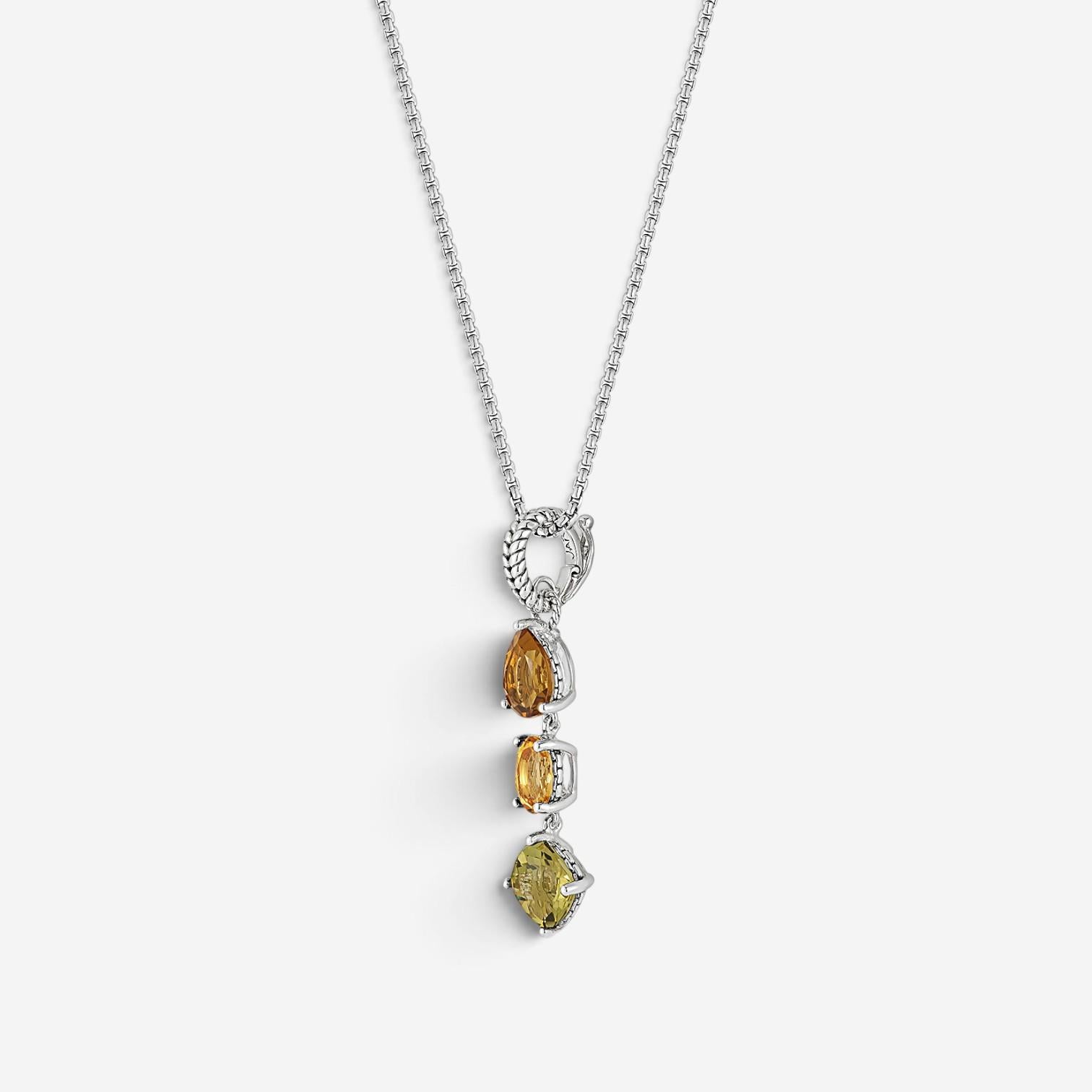 JAI Sterling Silver Multi-Gemstone Pendant Necklace JJH1021P-18-FOR