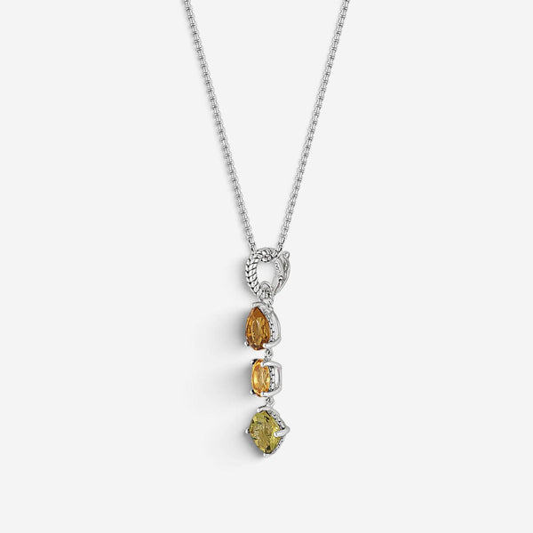 JAI Sterling Silver Multi-Gemstone Pendant Necklace JJH1021P-18-FOR