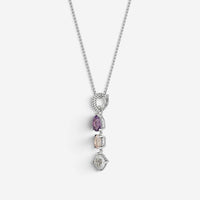 JAI Sterling Silver Multi-Gemstone Pendant Necklace JJH1021P-18-ICE