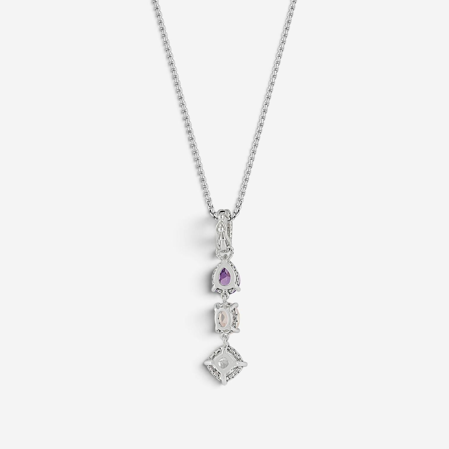 JAI Sterling Silver Multi-Gemstone Pendant Necklace JJH1021P-18-ICE
