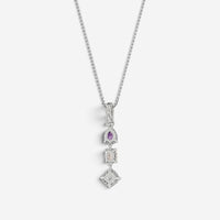 JAI Sterling Silver Multi-Gemstone Pendant Necklace JJH1021P-18-ICE