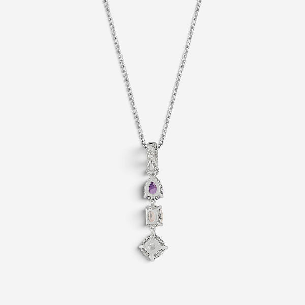 JAI Sterling Silver Multi-Gemstone Pendant Necklace JJH1021P-18-ICE