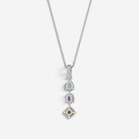 JAI Sterling Silver Multi-Gemstone Pendant Necklace JJH1021P-18-SEA