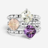 JAI Modern Artisan Sterling Silver Ice Multi-Gemstone Statement Ring JJH1022R-IC