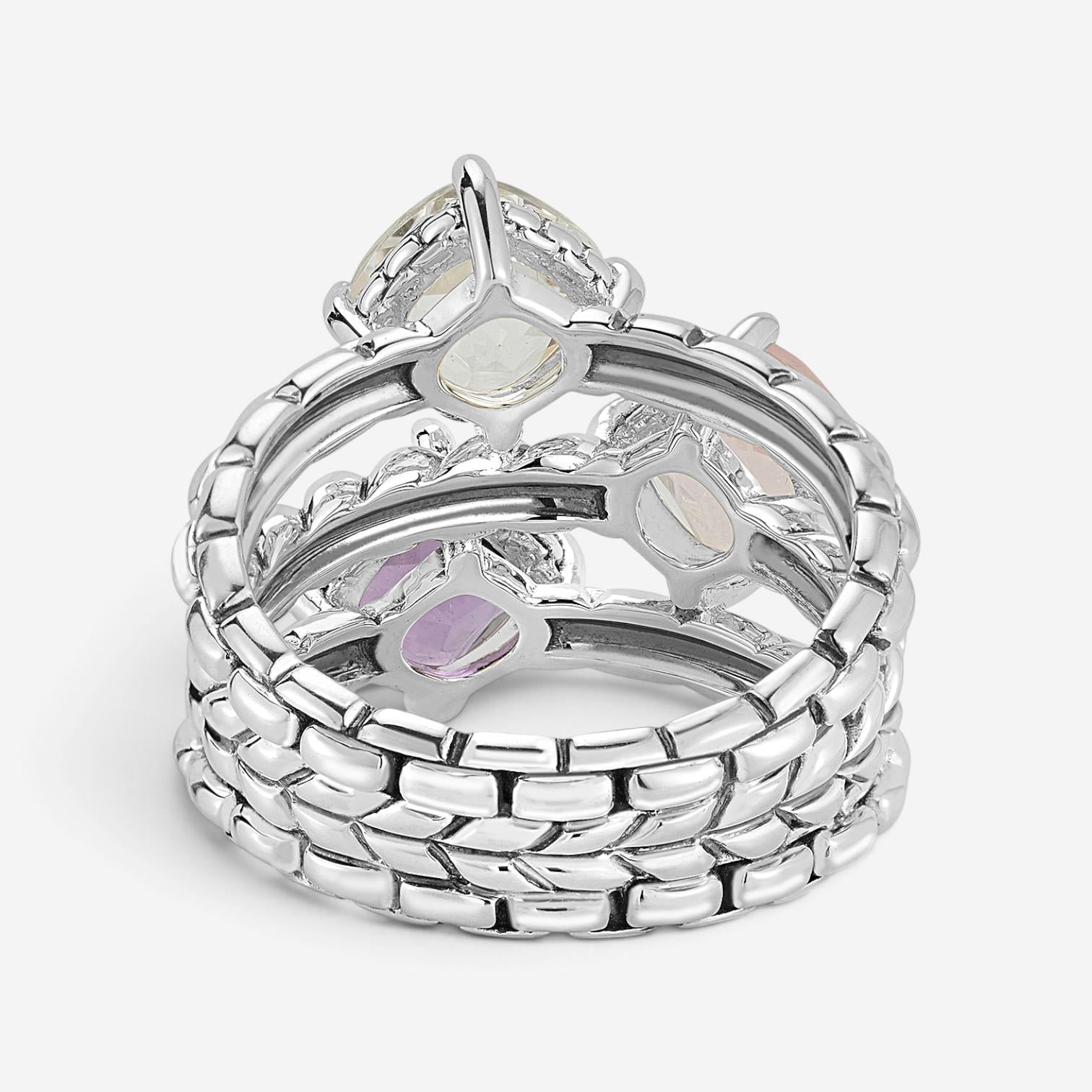 JAI Modern Artisan Sterling Silver Ice Multi-Gemstone Statement Ring JJH1022R-IC
