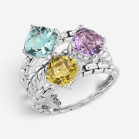 JAI Modern Artisan Sterling Silver Sea Multi-Gemstone Statement Ring JJH1022R-SE
