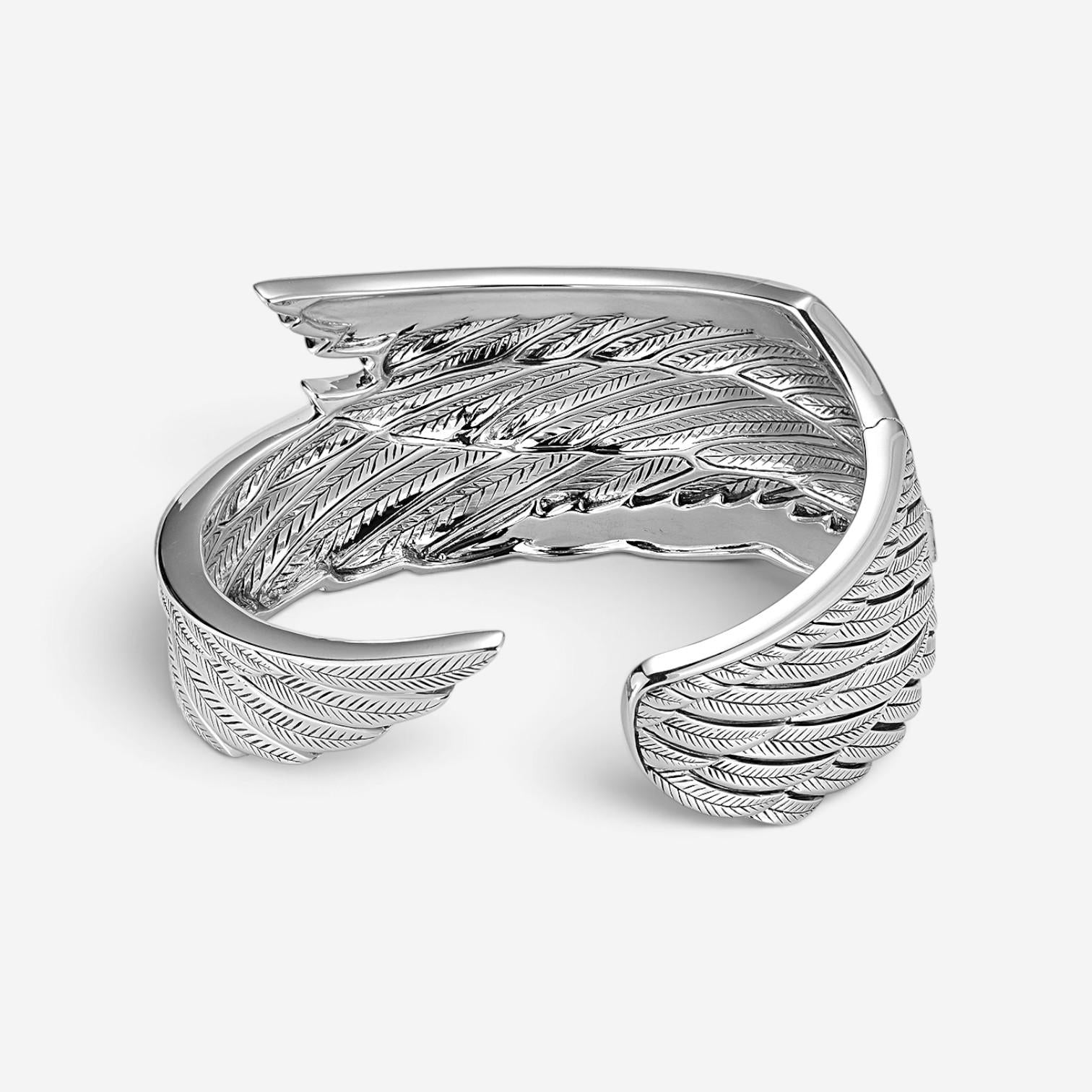 JAI Wings of Love Sterling Silver Hinged Cuff Bangle Bracelet JJH1026B