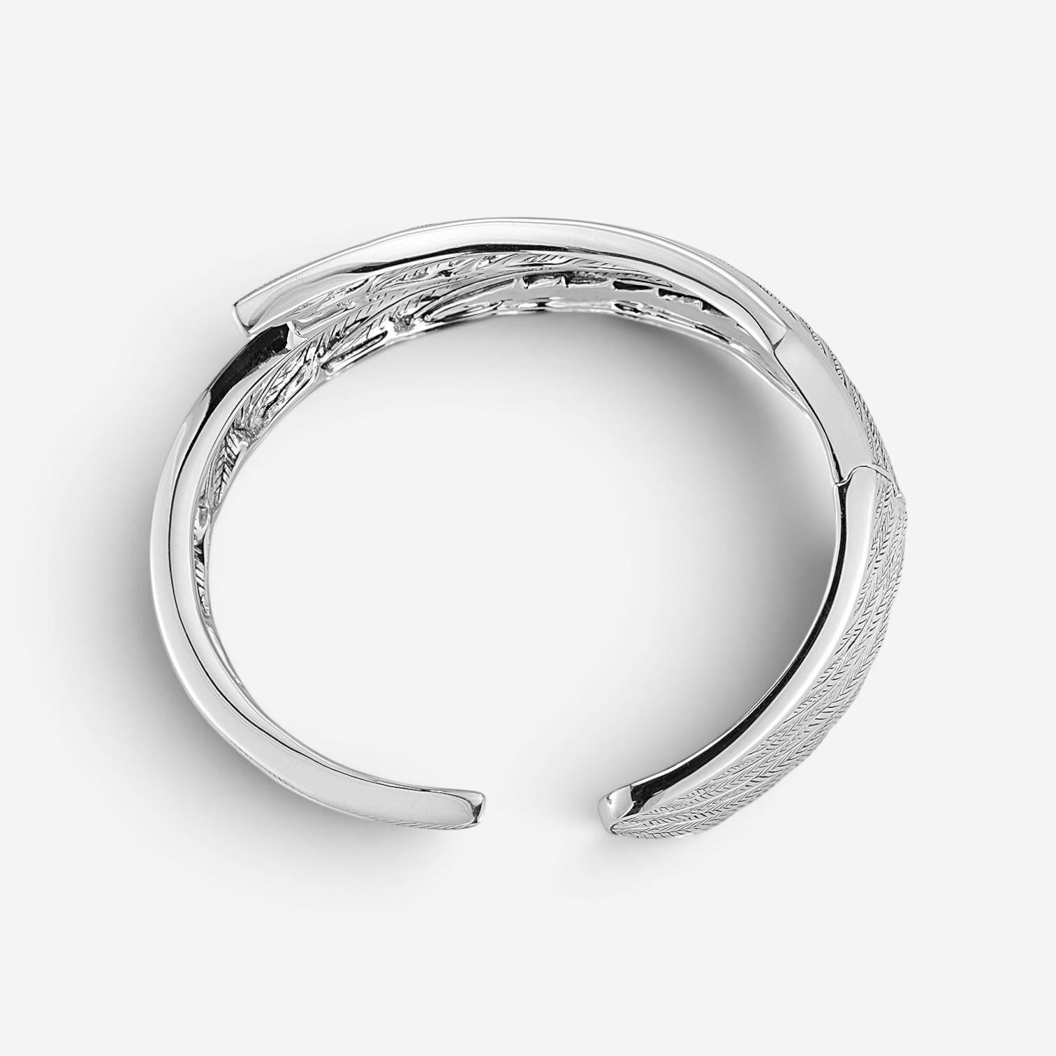 JAI Wings of Love Sterling Silver Hinged Cuff Bangle Bracelet JJH1026B