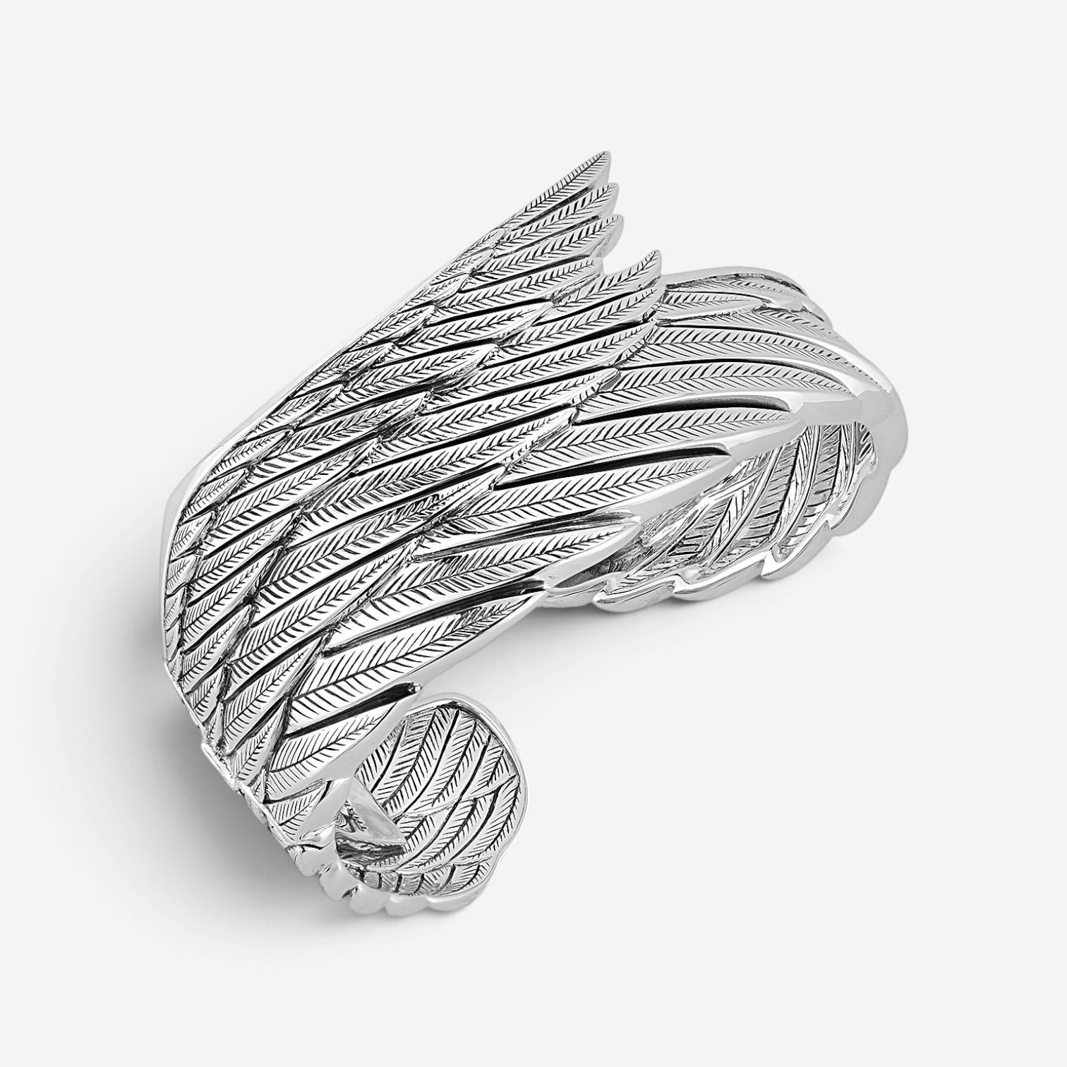 JAI Wings of Love Sterling Silver Hinged Cuff Bangle Bracelet JJH1026B