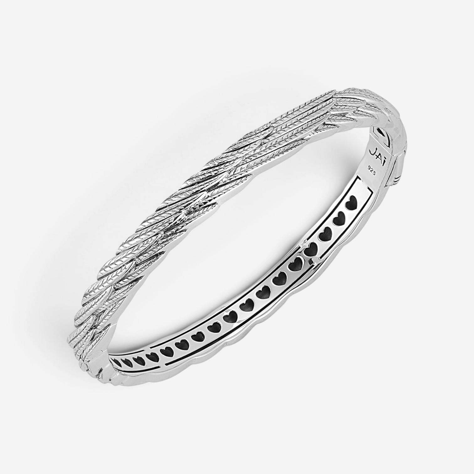 JAI Wings of Love Sterling Silver Hinged Bangle Bracelet JJH1027B