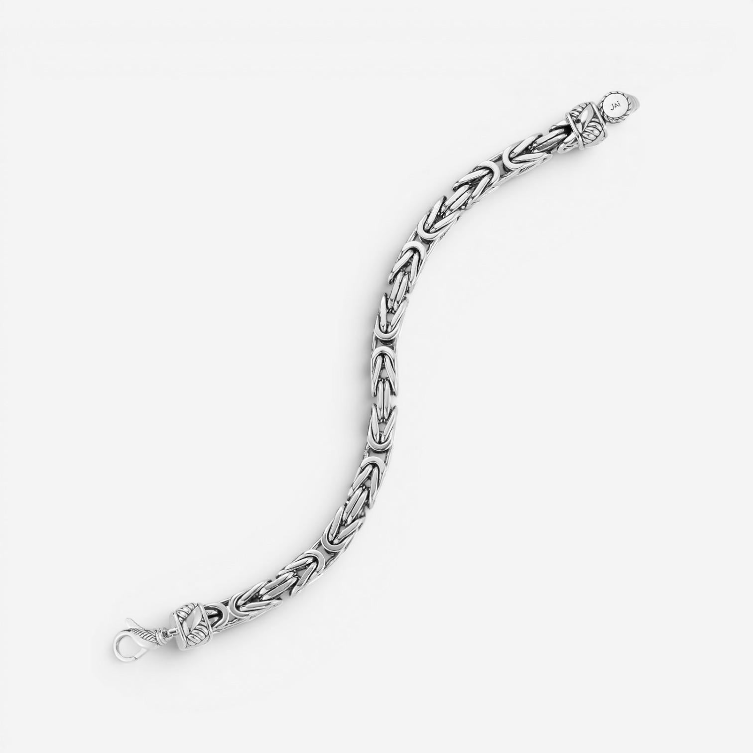 JAI Sterling Silver Byzantine Men's Chain Bracelet JJH1032MB