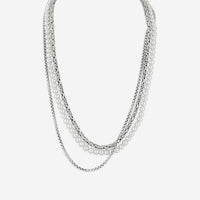 JAI Sterling Silver Freshwater Pearl Multi-Strand Byzantine Box Chain Necklace J