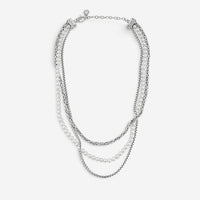 JAI Sterling Silver Freshwater Pearl Multi-Strand Byzantine Box Chain Necklace J