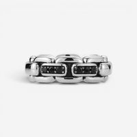 JAI Sterling Silver Black Spinel Box Chain Men's Band Ring JJH1045MR-BS