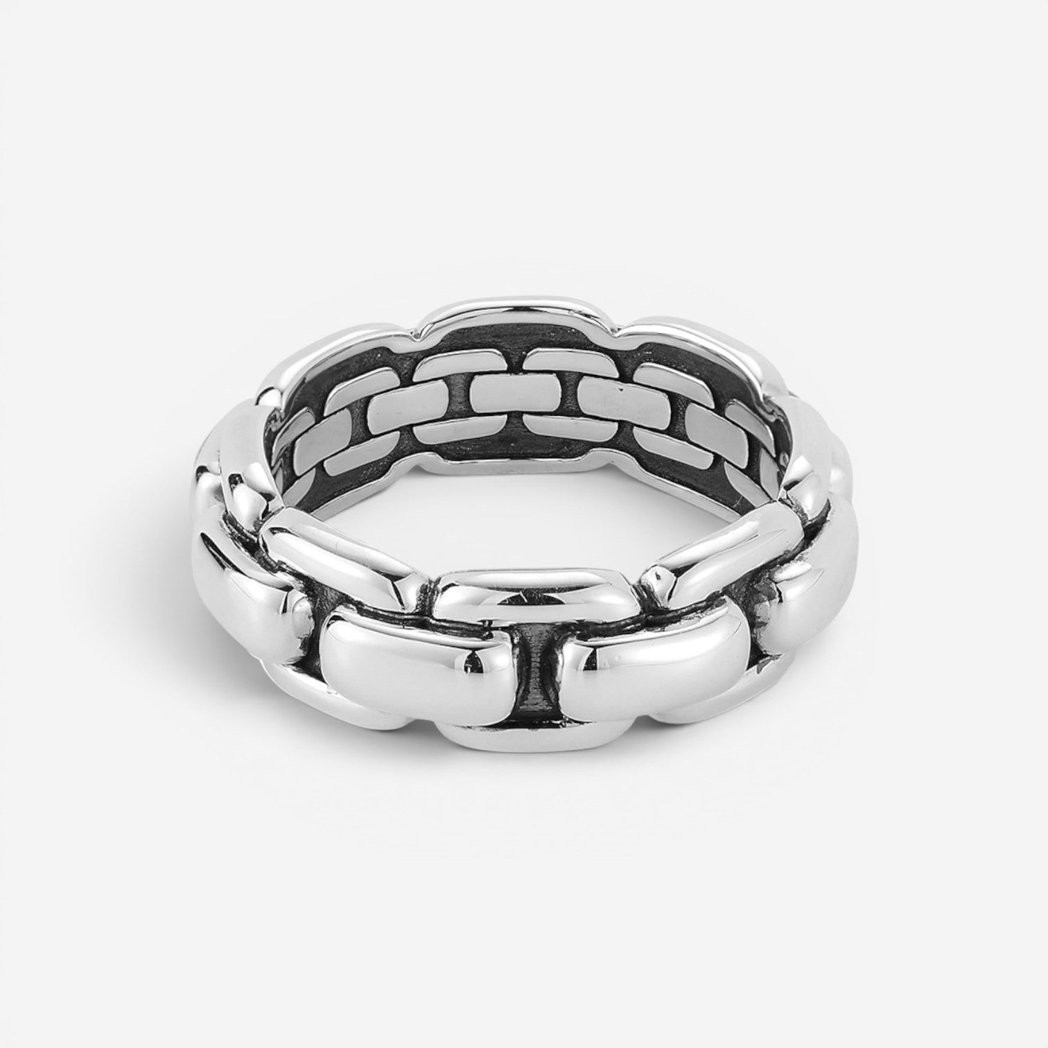 JAI Sterling Silver Box Chain Men's Band Ring JJH1045MR