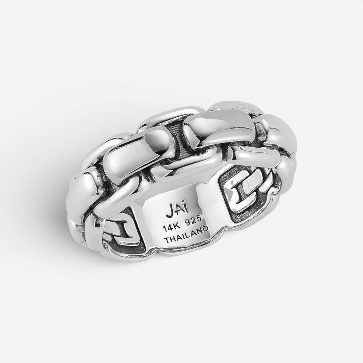 JAI Sterling Silver Box Chain Men's Band Ring JJH1045MR