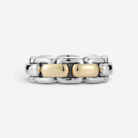 JAI Sterling Silver & 14K Yellow Gold Box Chain Men's Band Ring JJH1045MRG