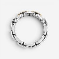JAI Sterling Silver & 14K Yellow Gold Box Chain Men's Band Ring JJH1045MRG