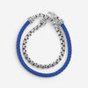 JAI Sterling Silver & Blue Leather Double Wrap Men's Bracelet JJH1046MB-BL