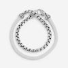 JAI Sterling Silver & White Leather Double Wrap Men's Bracelet JJH1046MB-WH