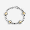 JAI Sterling Silver & 14K Yellow Gold Box Chain & Hammered Station Bracelet JJH3
