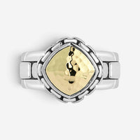 JAI Sterling Silver & 14K Yellow Gold Hammered Statement Ring JJH3006RG
