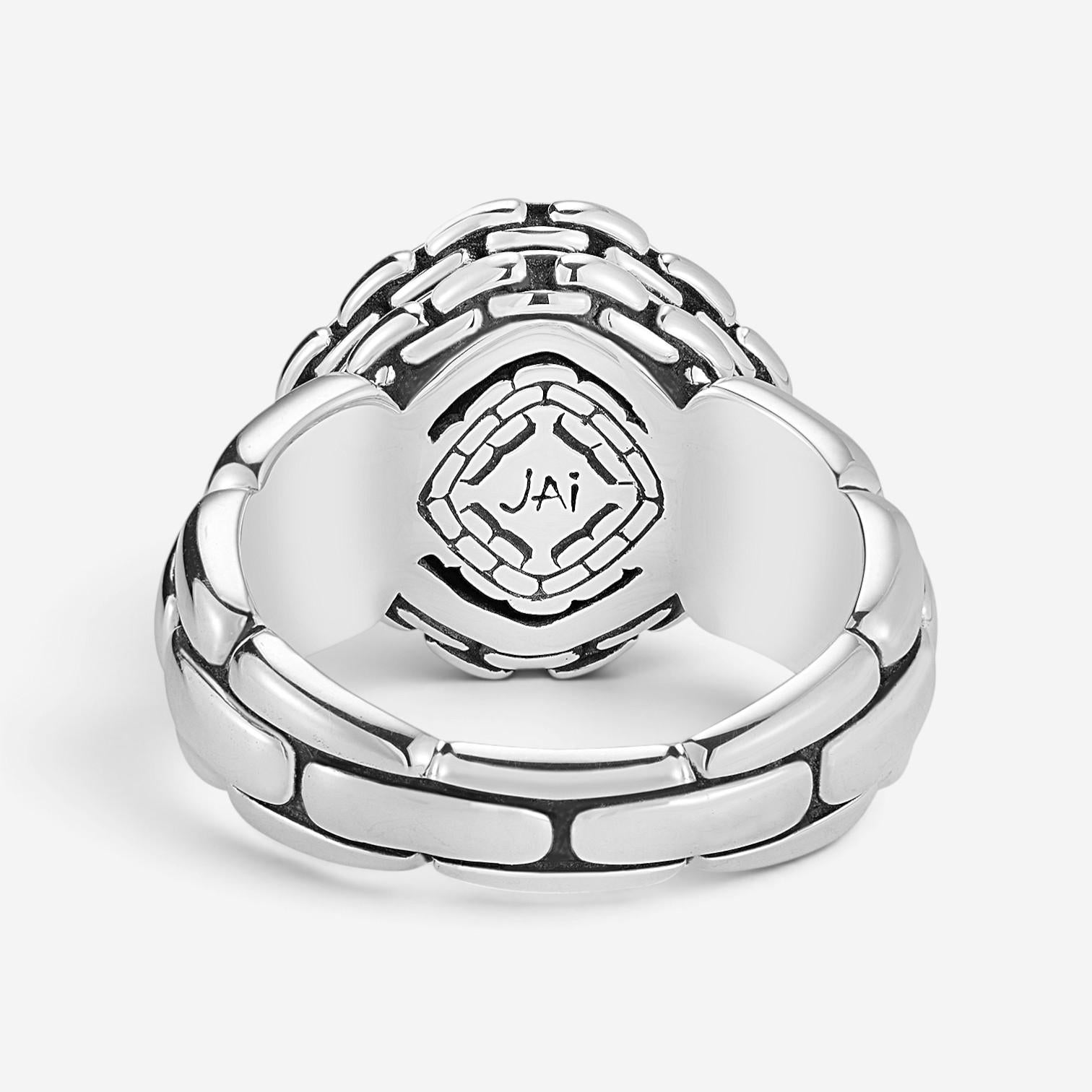 JAI Sterling Silver & 14K Yellow Gold Hammered Statement Ring JJH3006RG