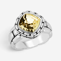 JAI Sterling Silver & 14K Yellow Gold Hammered Statement Ring JJH3006RG