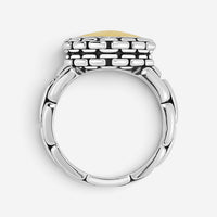 JAI Sterling Silver & 14K Yellow Gold Hammered Statement Ring JJH3006RG