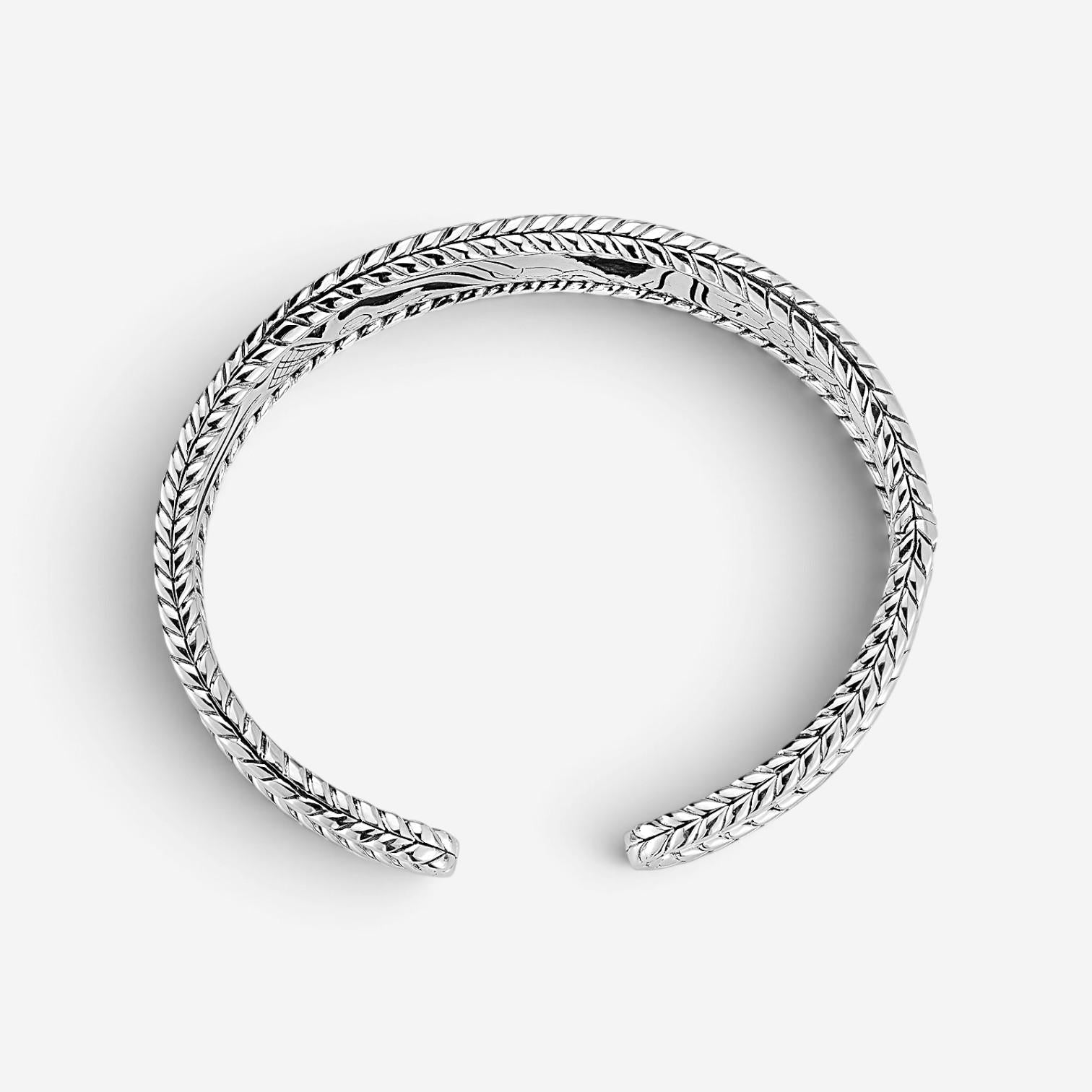 JAI Sterling Silver Hammered Cuff Bangle Bracelet JJH3008B
