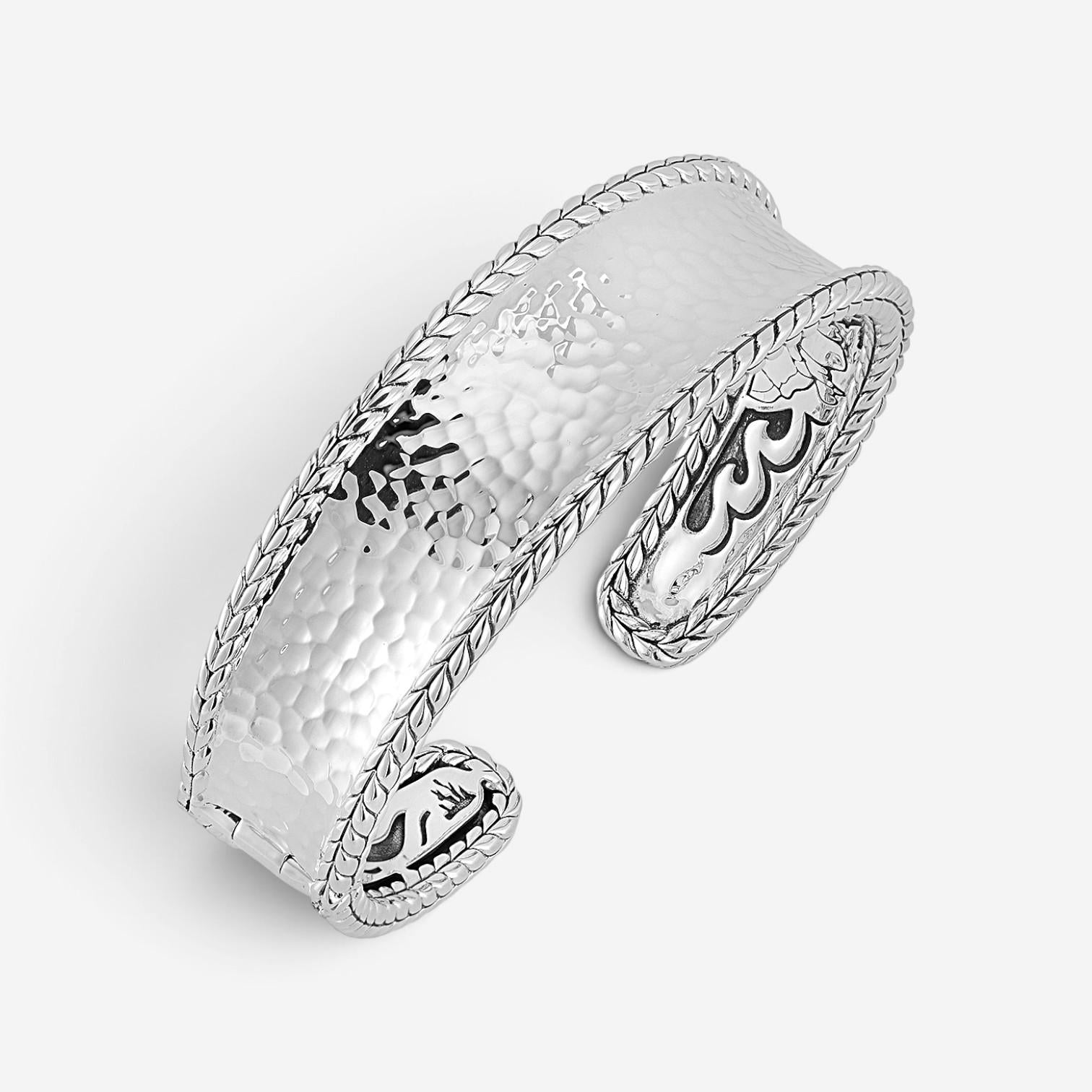 JAI Sterling Silver Hammered Cuff Bangle Bracelet JJH3008B