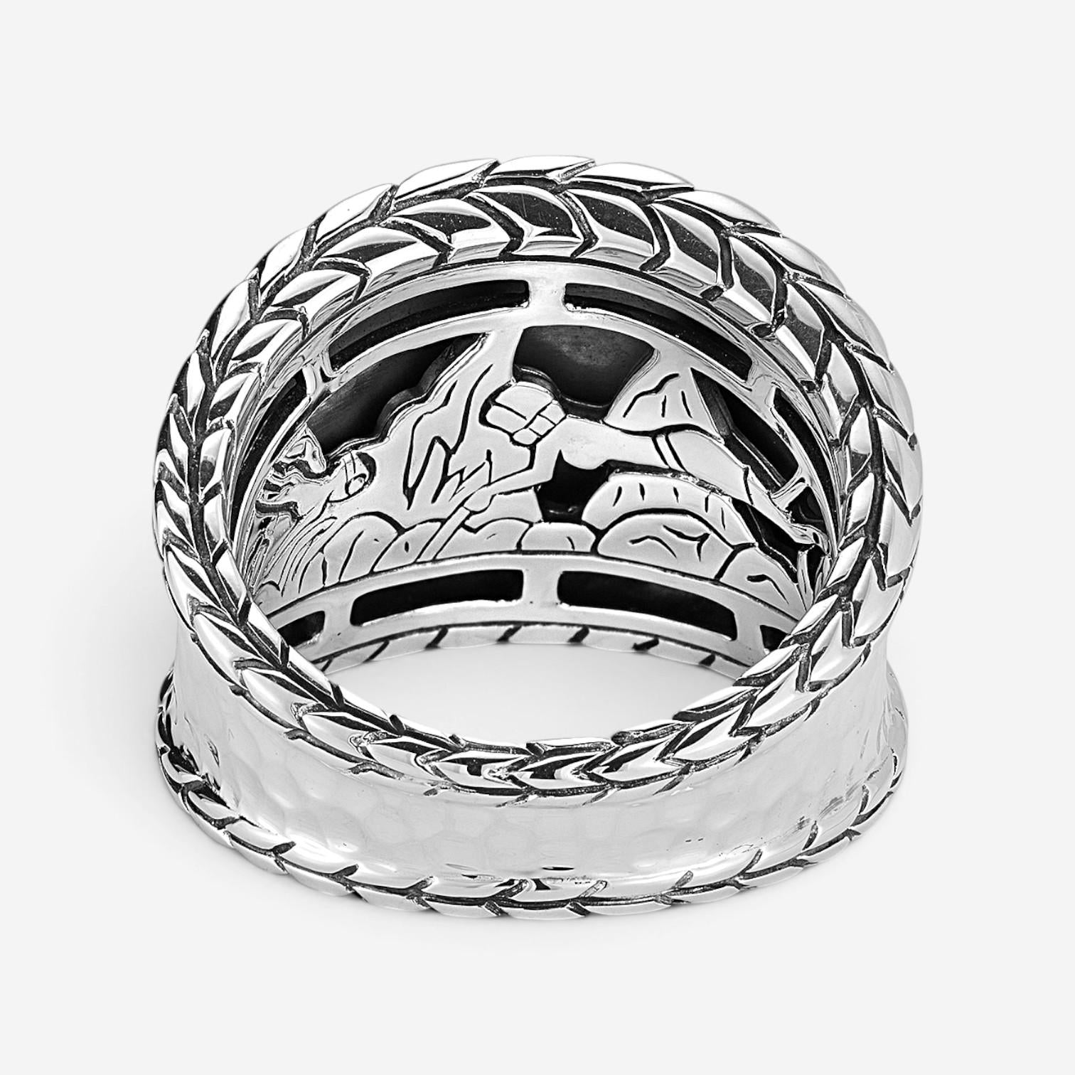 JAI Sterling Silver Hammered Saddle Ring JJH3008R