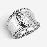 JAI Sterling Silver Hammered Saddle Ring JJH3008R