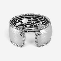 JAI Sterling Silver Hammered Wide Cuff Bangle Bracelet JJH3009B
