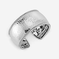 JAI Sterling Silver Hammered Wide Cuff Bangle Bracelet JJH3009B