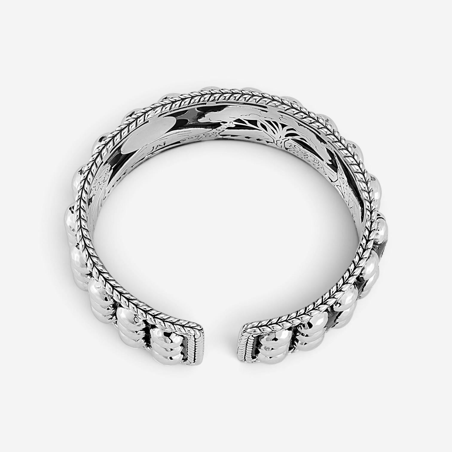 JAI Sterling Silver Triple Row Hammered Dot Cuff Bangle Bracelet JJH3013B