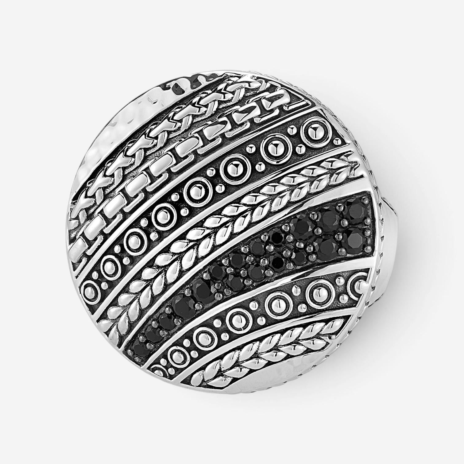 JAI Master Artisan Sterling Silver Black Spinel Disk Ring JJH3020R-BS