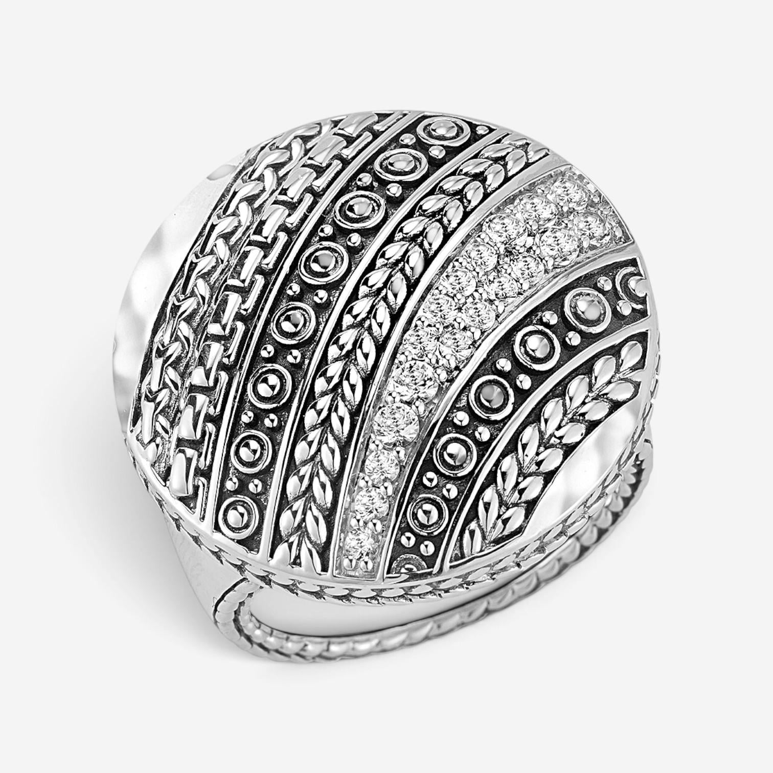 JAI Master Artisan Sterling Silver White Topaz Disk Ring JJH3020R-WT