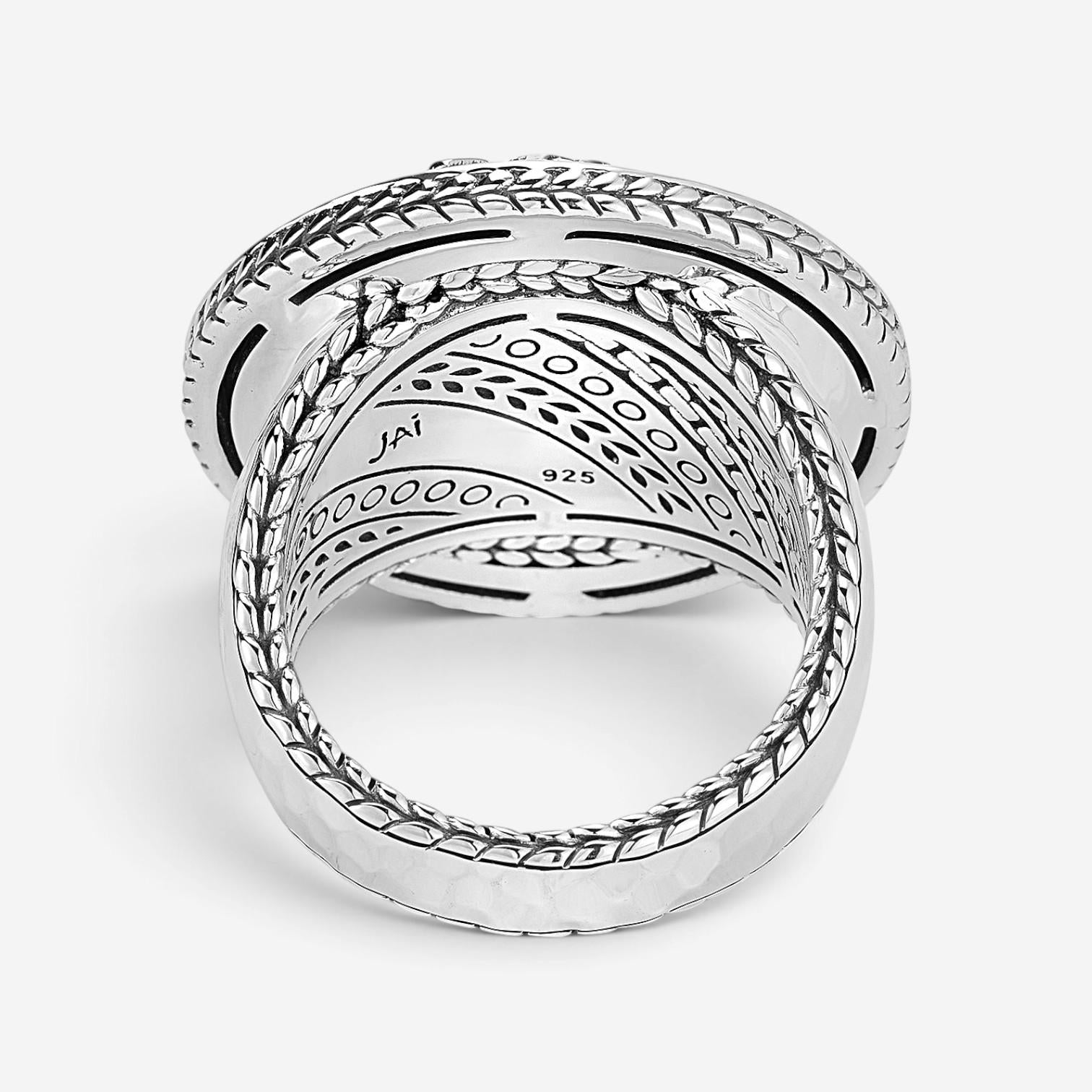 JAI Master Artisan Sterling Silver Hammered & Textured Disk Ring JJH3020R