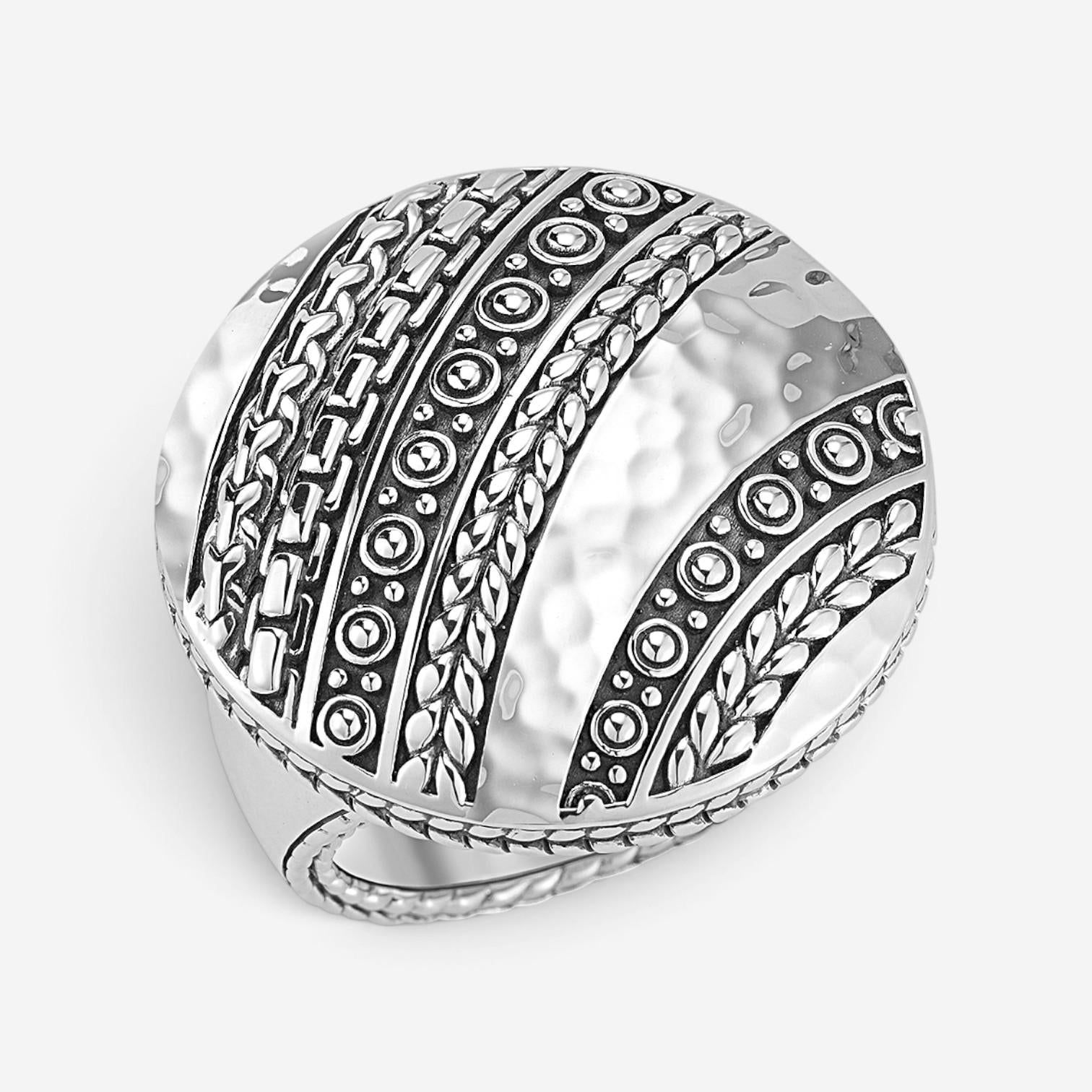 JAI Master Artisan Sterling Silver Hammered & Textured Disk Ring JJH3020R