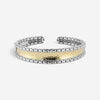 JAI Sterling Silver & 14K Yellow Gold Inlaid Hammered Cuff Bangle Bracelet JJH30