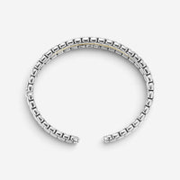 JAI Sterling Silver & 14K Yellow Gold Inlaid Hammered Cuff Bangle Bracelet JJH30