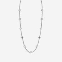 JAI Sterling Silver Hammered Bead Box Chain Necklace JJH3027N-24