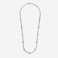 JAI Sterling Silver Hammered Bead Box Chain Necklace JJH3027N-24