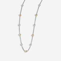 JAI Sterling Silver & 14K Yellow Gold Hammered Bead Box Chain Necklace JJH3027NG