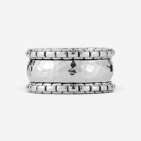JAI Sterling Silver Hammered Box Chain Men's Ring JJH3033MR