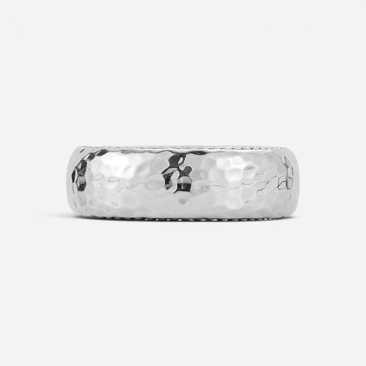 JAI Sterling Silver Hammered Men's Band Ring JJH3039MR
